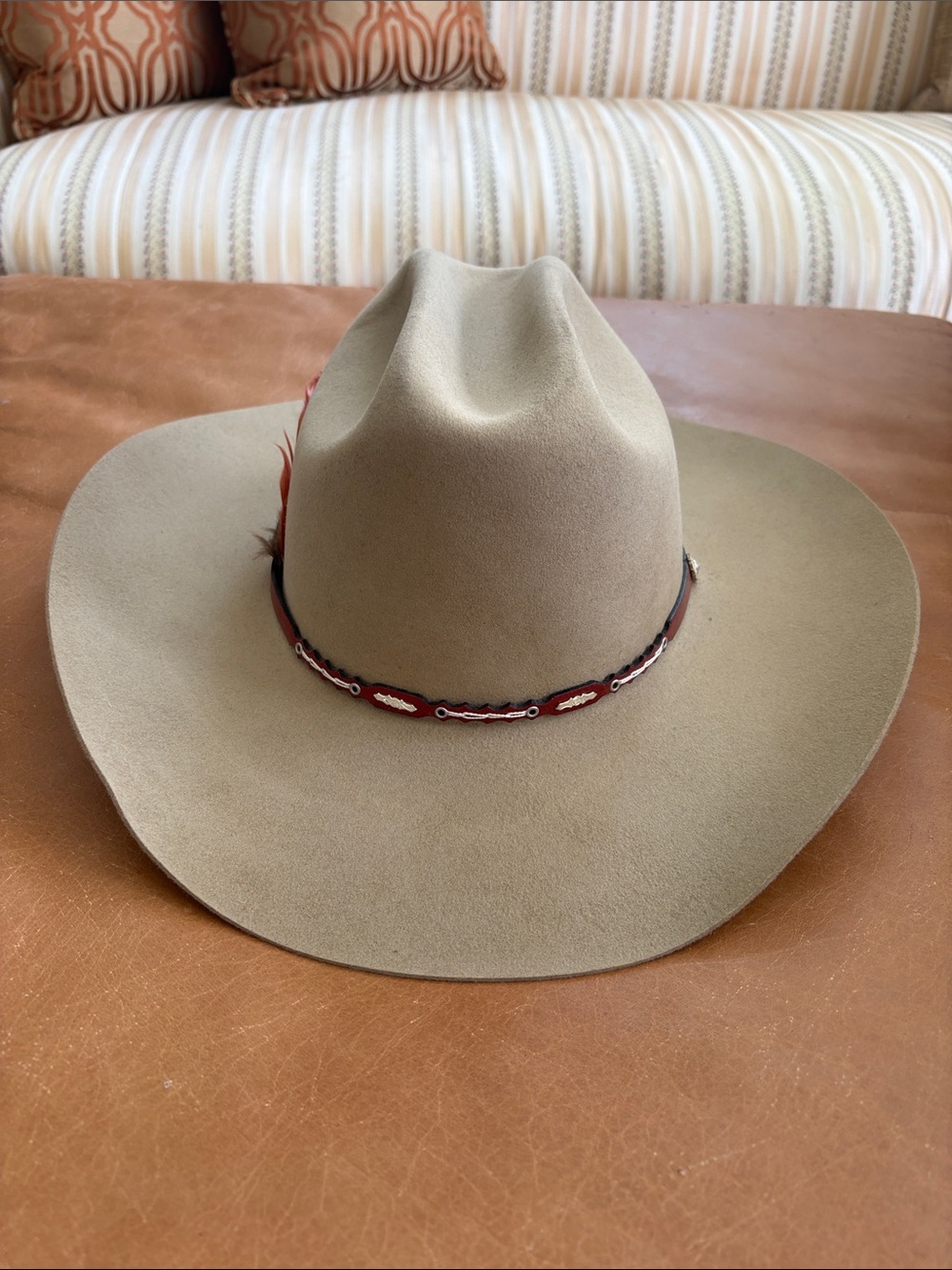 Stetson Men's XL Western Cowboy Hat in Tan with Decorative Band